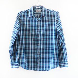 Express 100% Cotton Fitted Mens Dress Shirt Blue